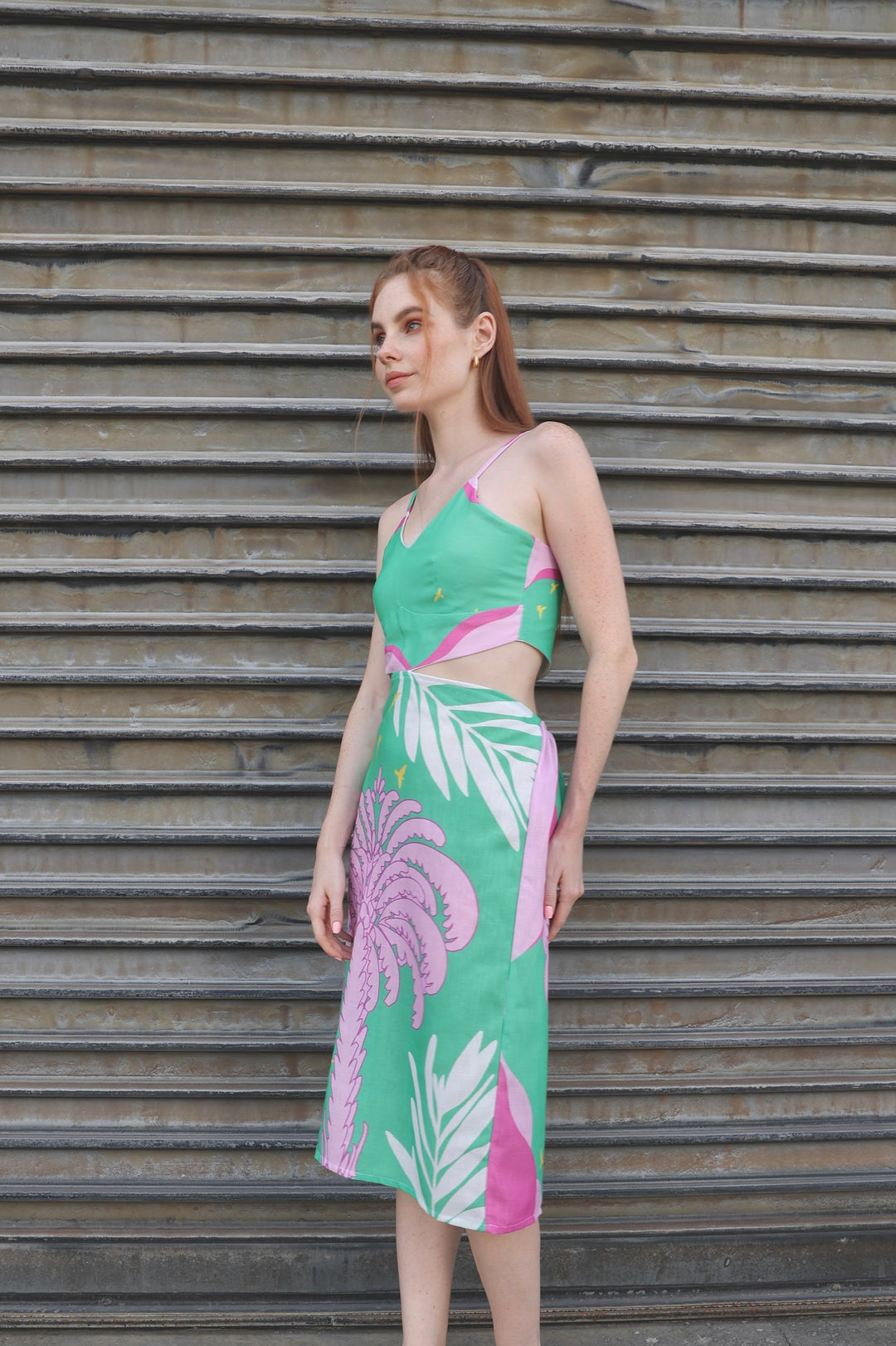 Palm tree cut-out dress