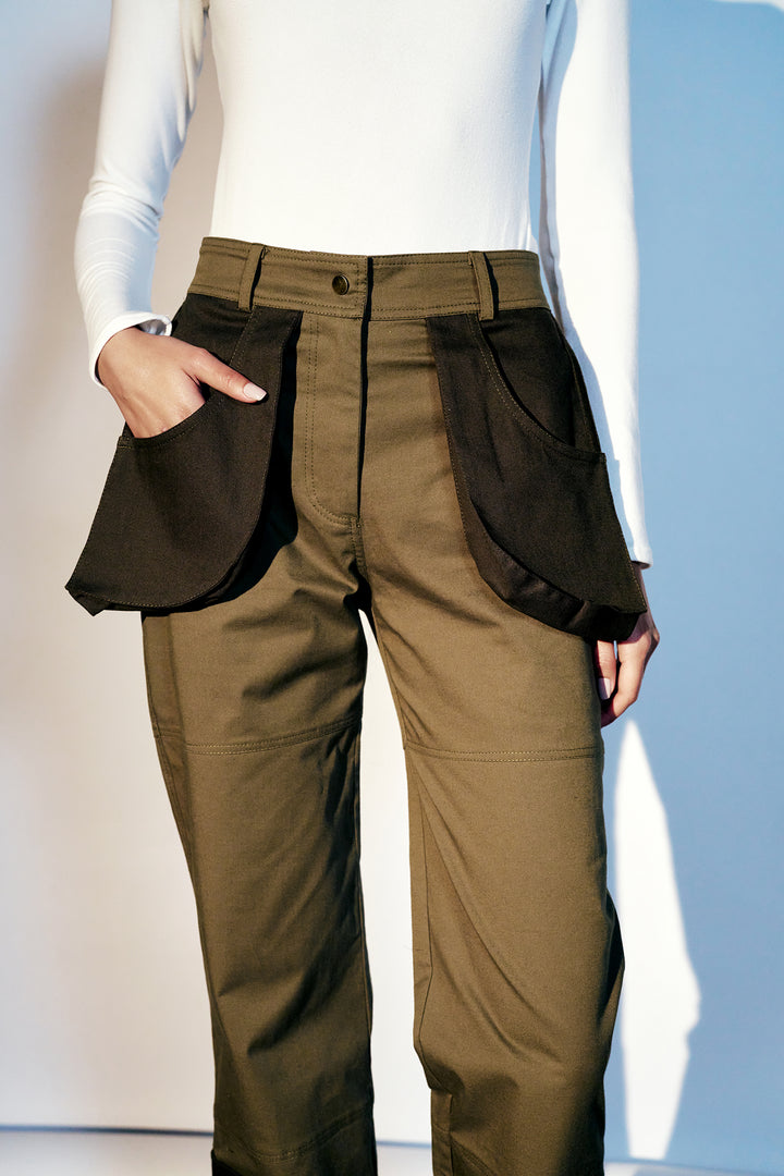 Olive green fly away pocket pants