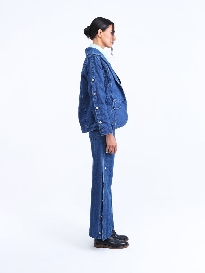 Jeans buttoned blazer jacket