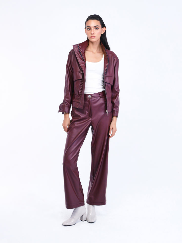 Maroon leather set