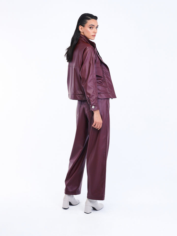 Maroon leather set