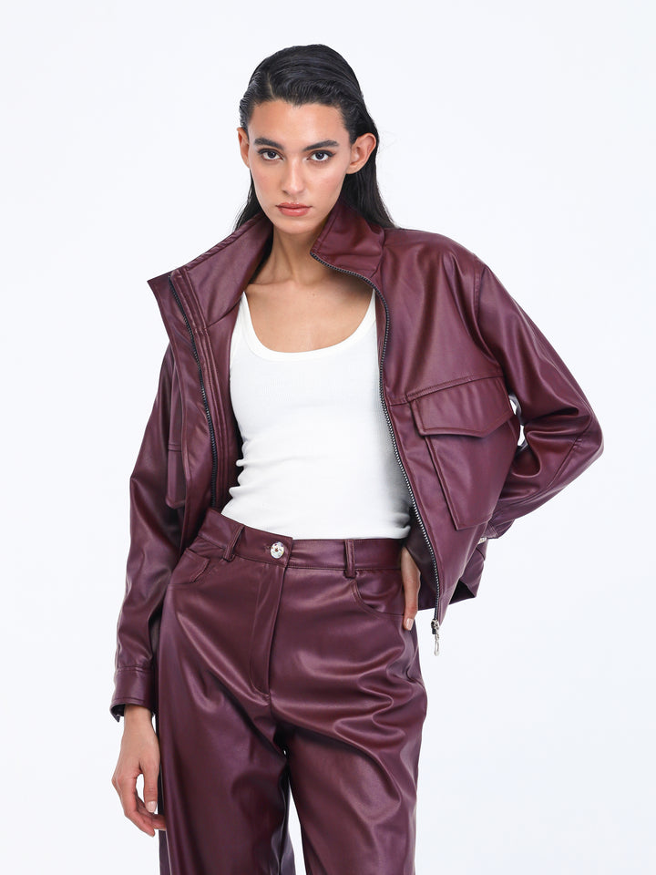 Maroon leather set