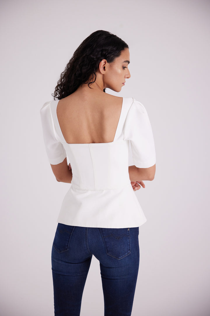 White zipped up top