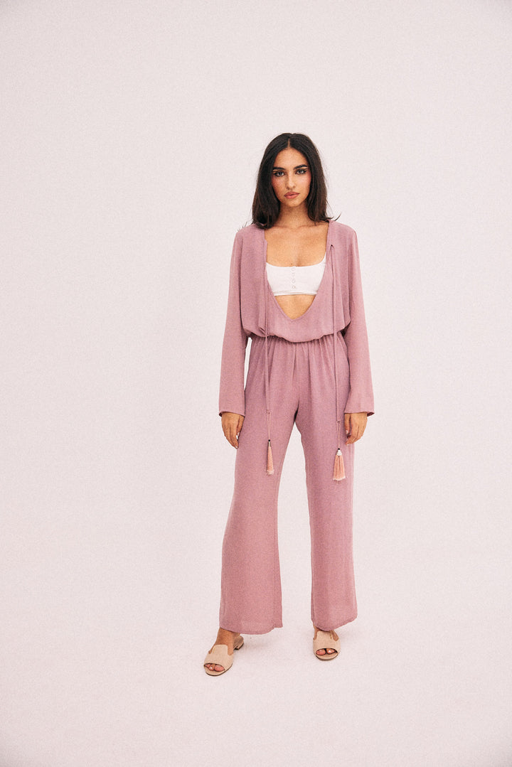 Day or night jumpsuit in dark pink