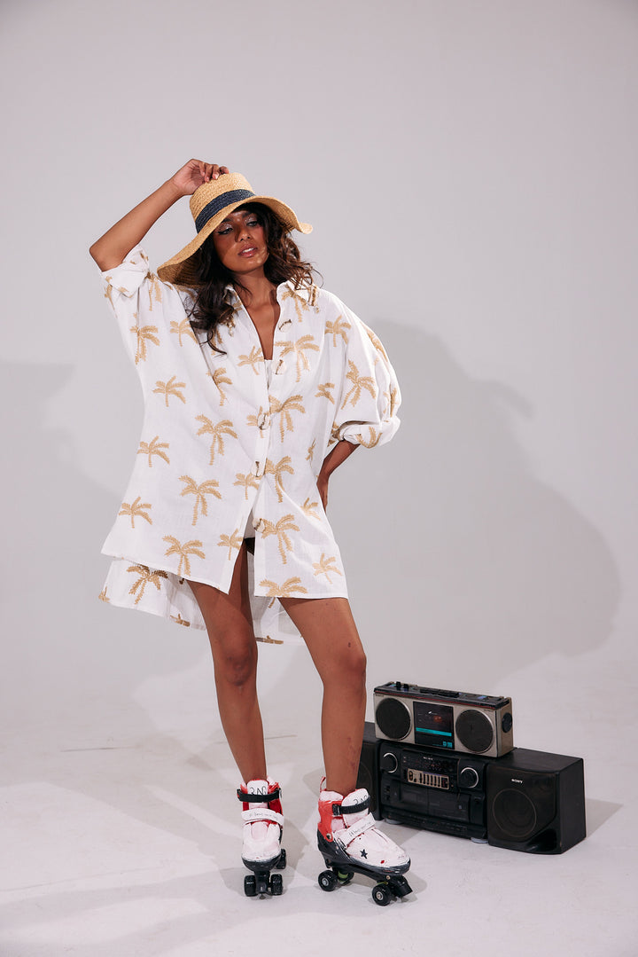 Palm tree shirt dress