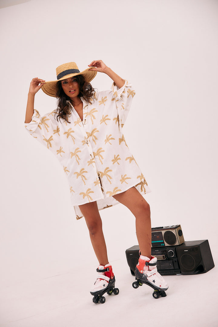 Palm tree shirt dress